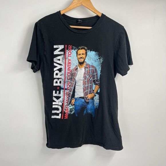 The Concert Tee Mens Luke Bryan Country Tour T-Shirt Black Medium - Picture 1 of 7